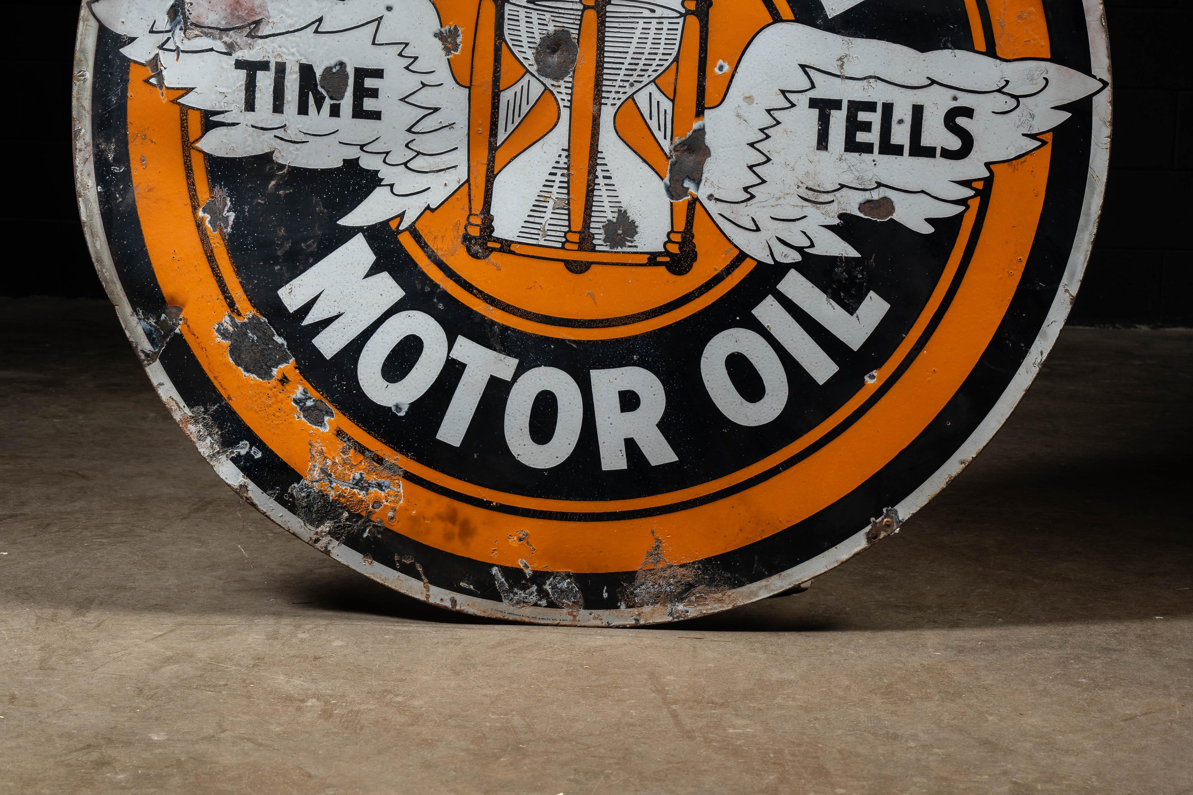 Cartel de porcelana de doble cara Johnson Motor Oil en venta 6