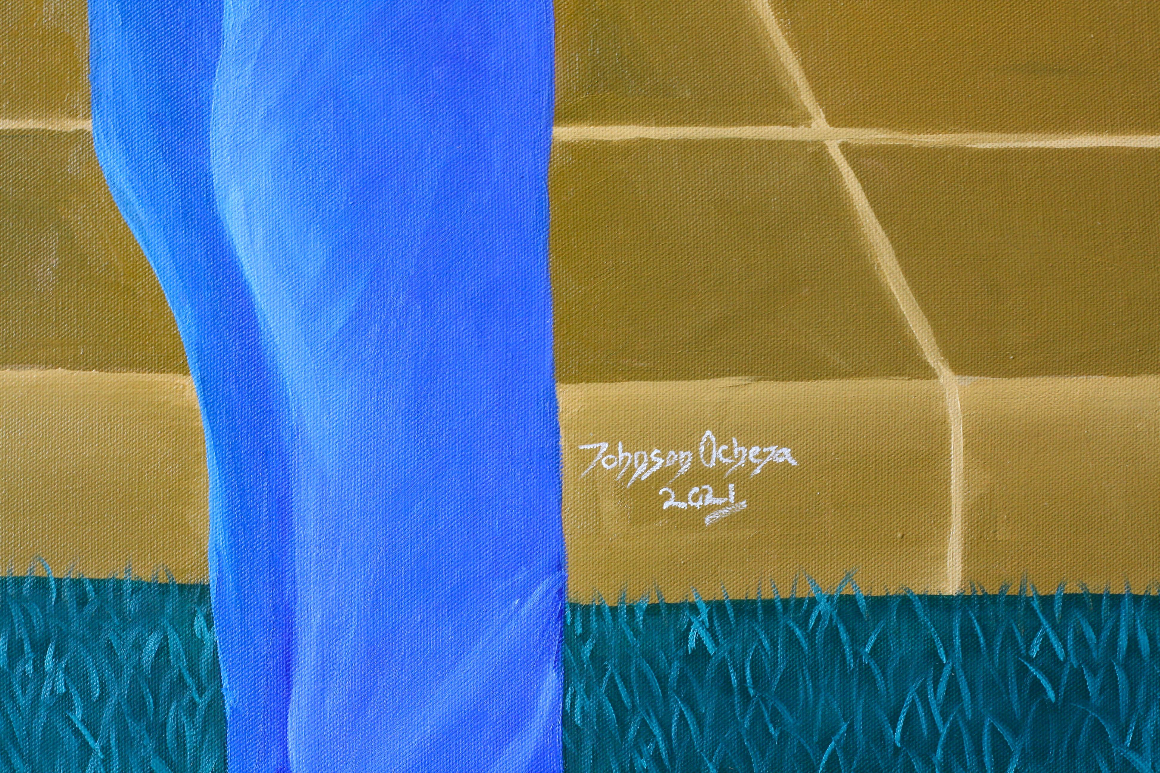 1999 - Gray Figurative Painting by Johnson Ocheja