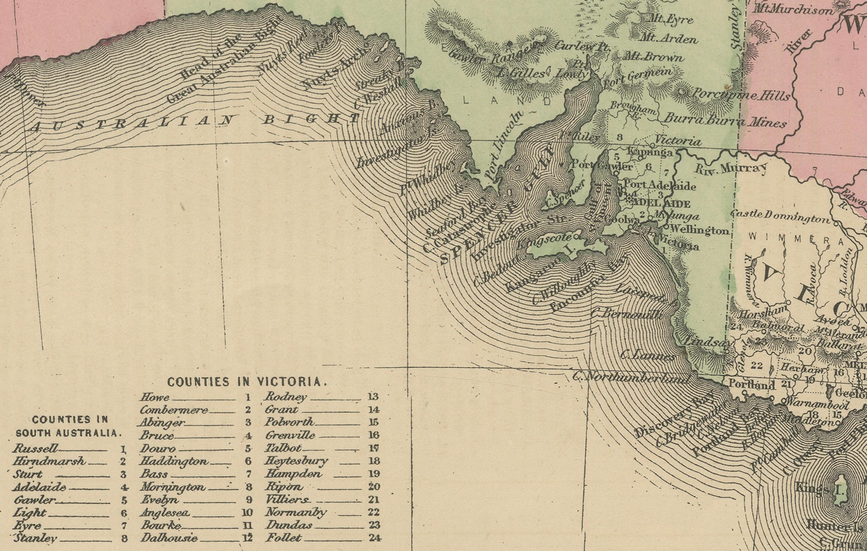 Johnson’s Australia Map, USA Published c.1864 – Decorative Hand-Colored Map

This is a finely engraved and hand-colored map titled Johnson’s Australia published by Johnson and Ward in New York, circa 1864. It shows the political divisions of