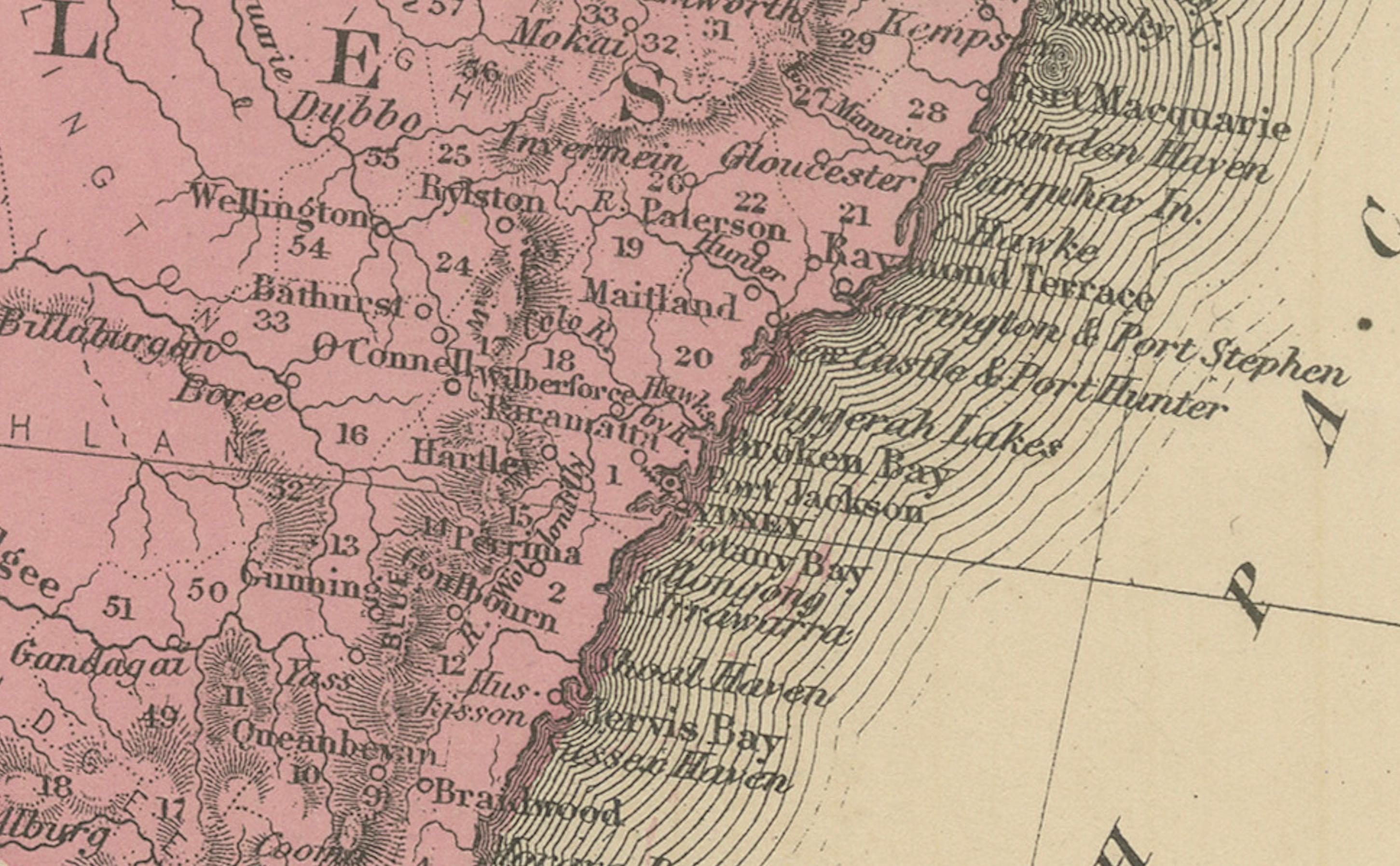 19th Century Johnson’s Australia Map, USA Published c.1864 – Decorative Hand-Colored Map For Sale