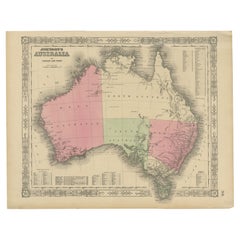 Johnson’s Australia Map, USA Published c.1864 – Decorative Hand-Colored Map