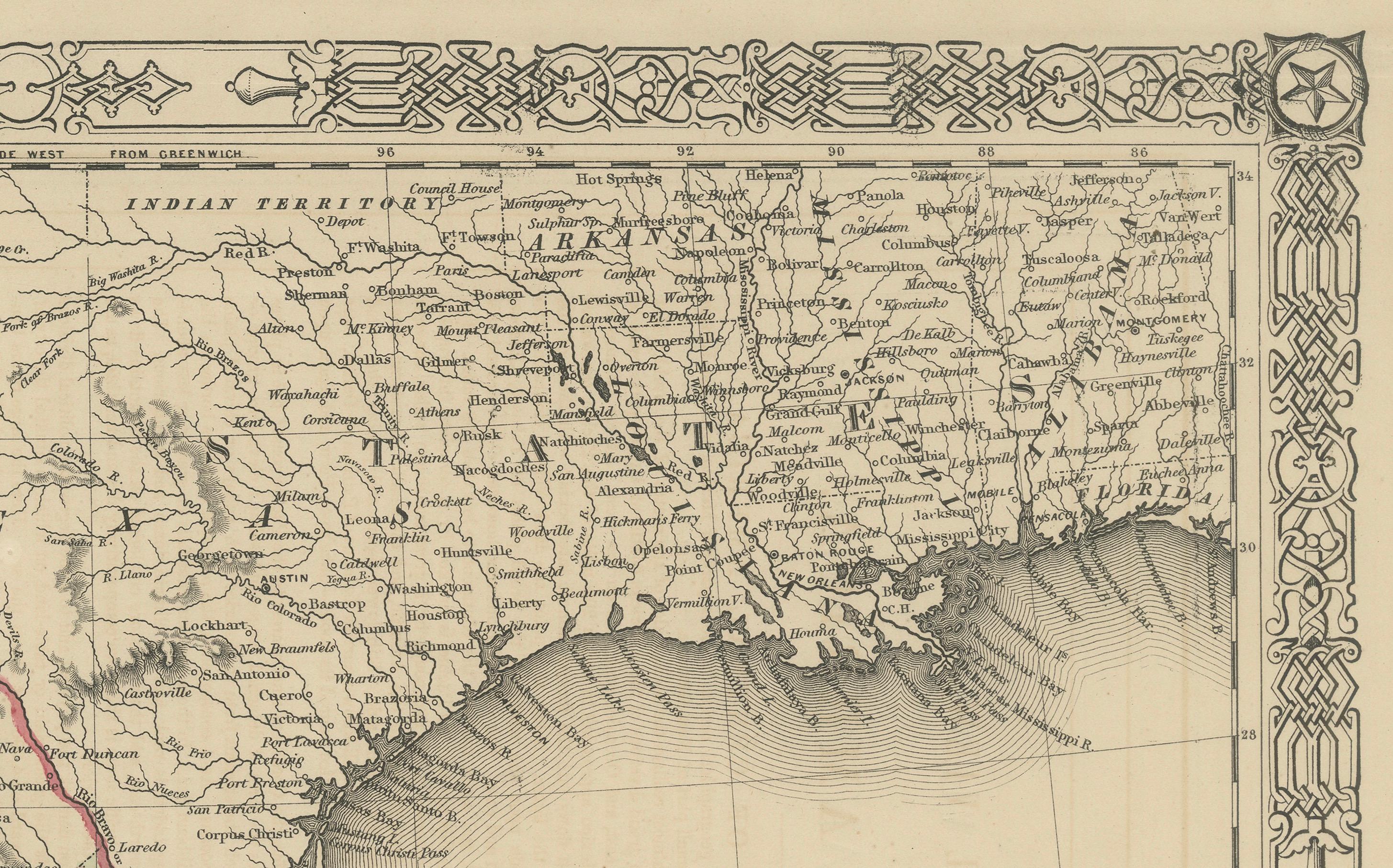 Johnsons Mexiko-Karte mit Tehuantepec-Einsatz, USA um 1864 - handkoloriert (19. Jahrhundert) im Angebot