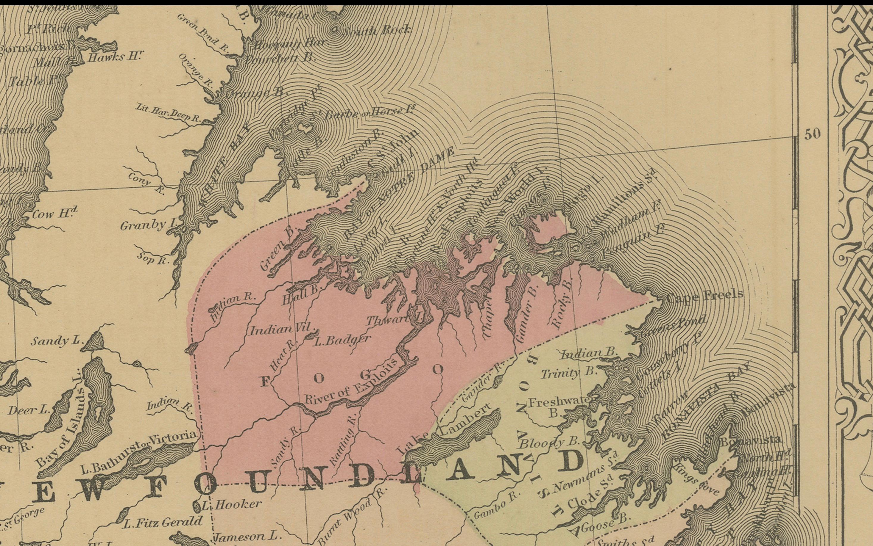 Papier Carte de Johnson du Nouveau-Brunswick, de la Nouvelle-Écosse et de Terre-Neuve, A.I.C. C.I.C. en vente