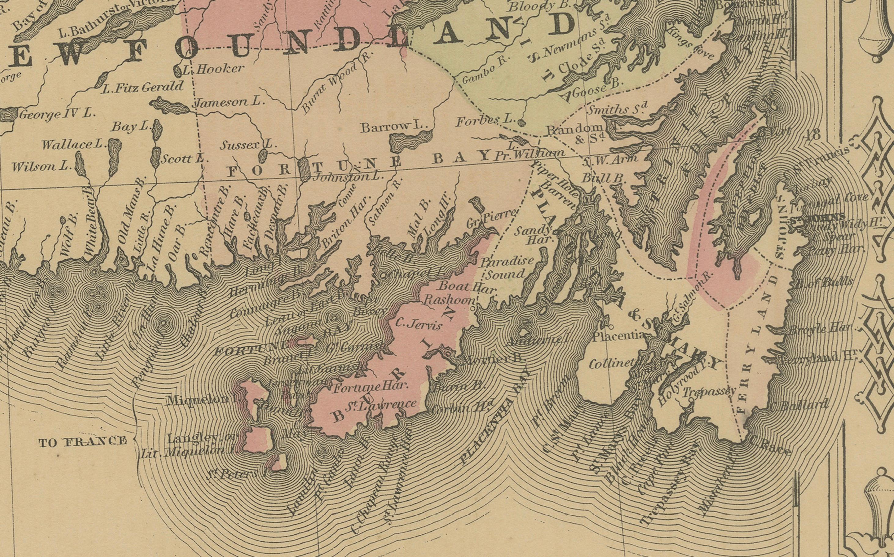 Carte de Johnson du Nouveau-Brunswick, de la Nouvelle-Écosse et de Terre-Neuve, A.I.C. C.I.C. en vente 1