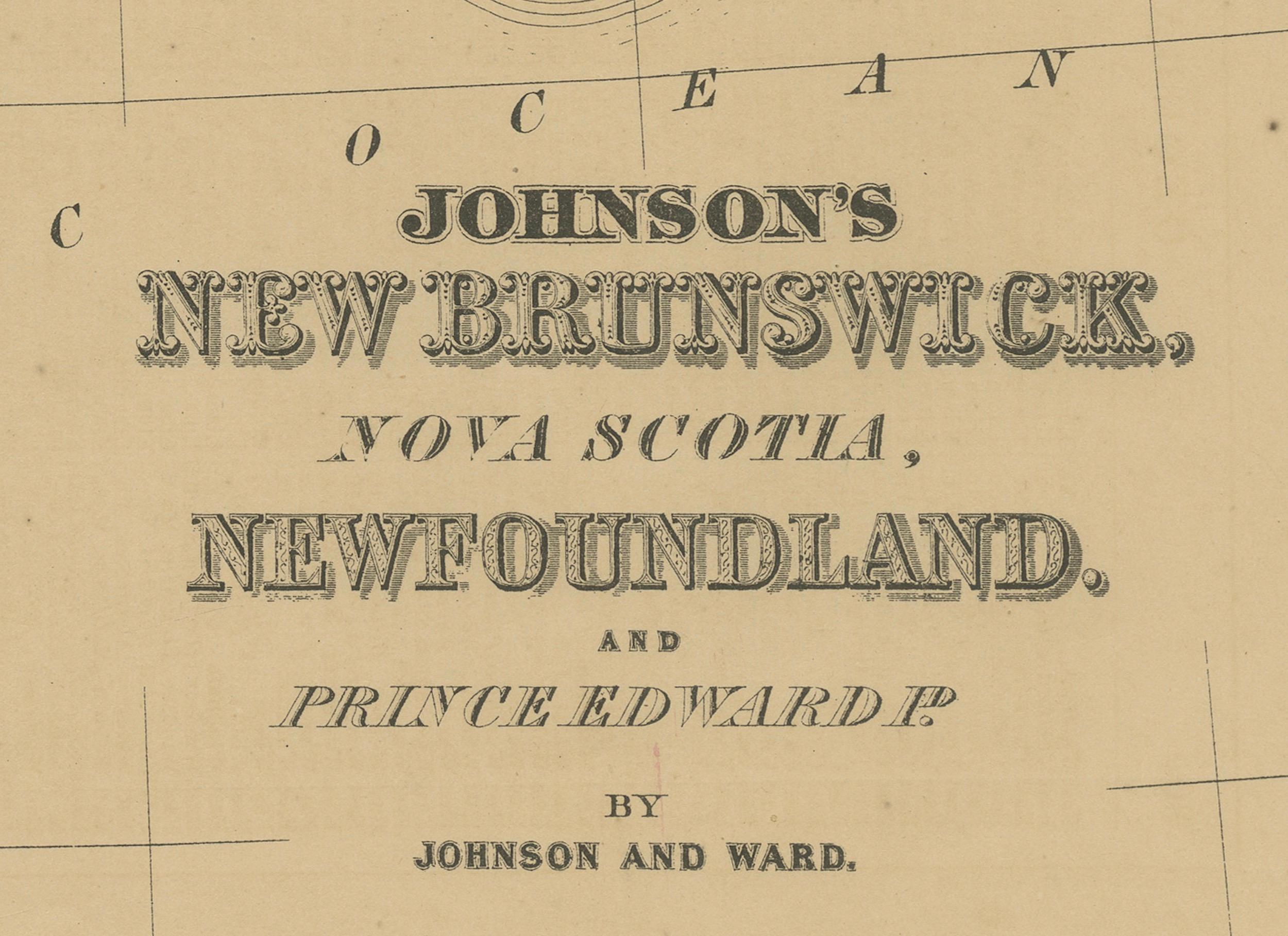 Carte de Johnson du Nouveau-Brunswick, de la Nouvelle-Écosse et de Terre-Neuve, A.I.C. C.I.C. en vente 2