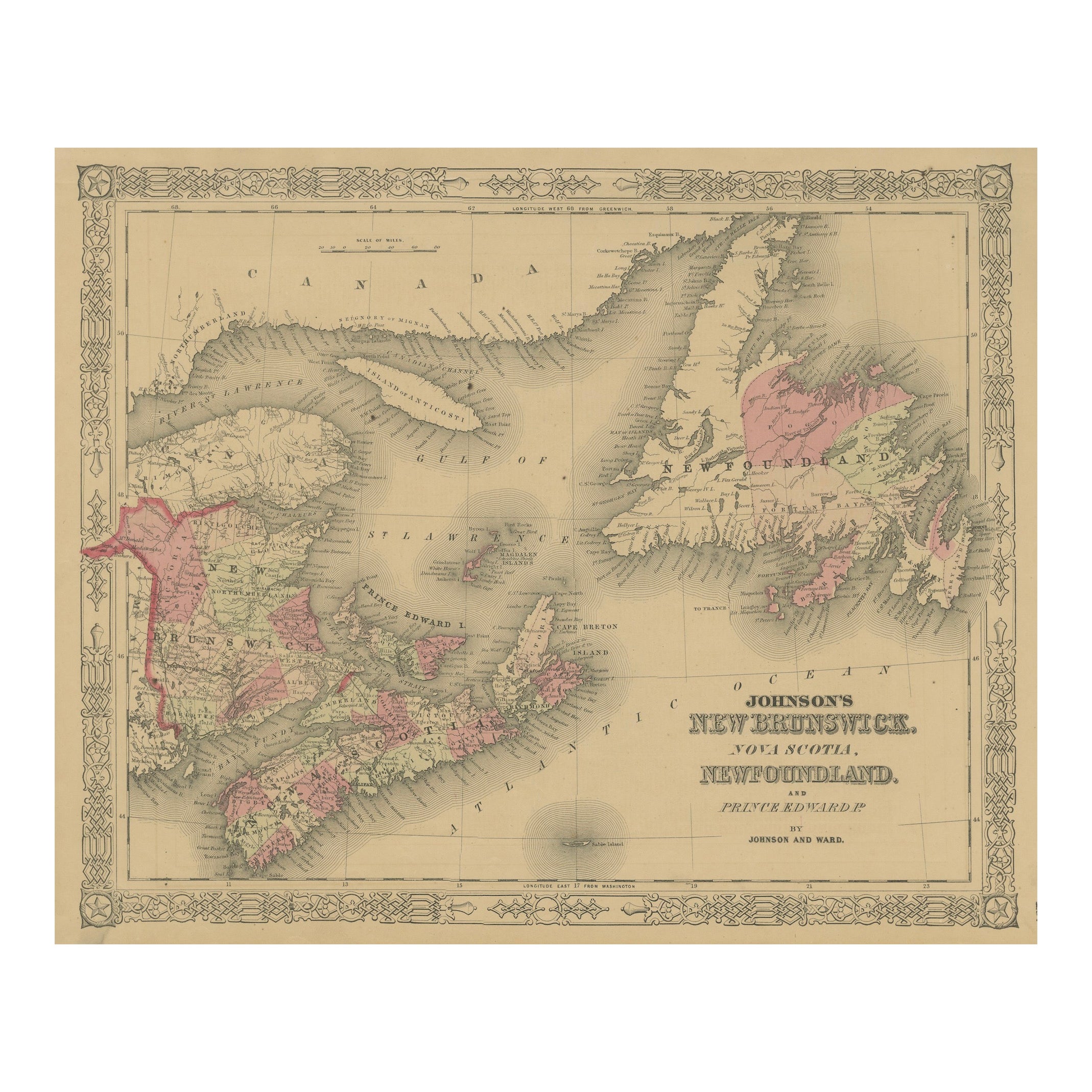 Carte de Johnson du Nouveau-Brunswick, de la Nouvelle-Écosse et de Terre-Neuve, A.I.C. C.I.C.