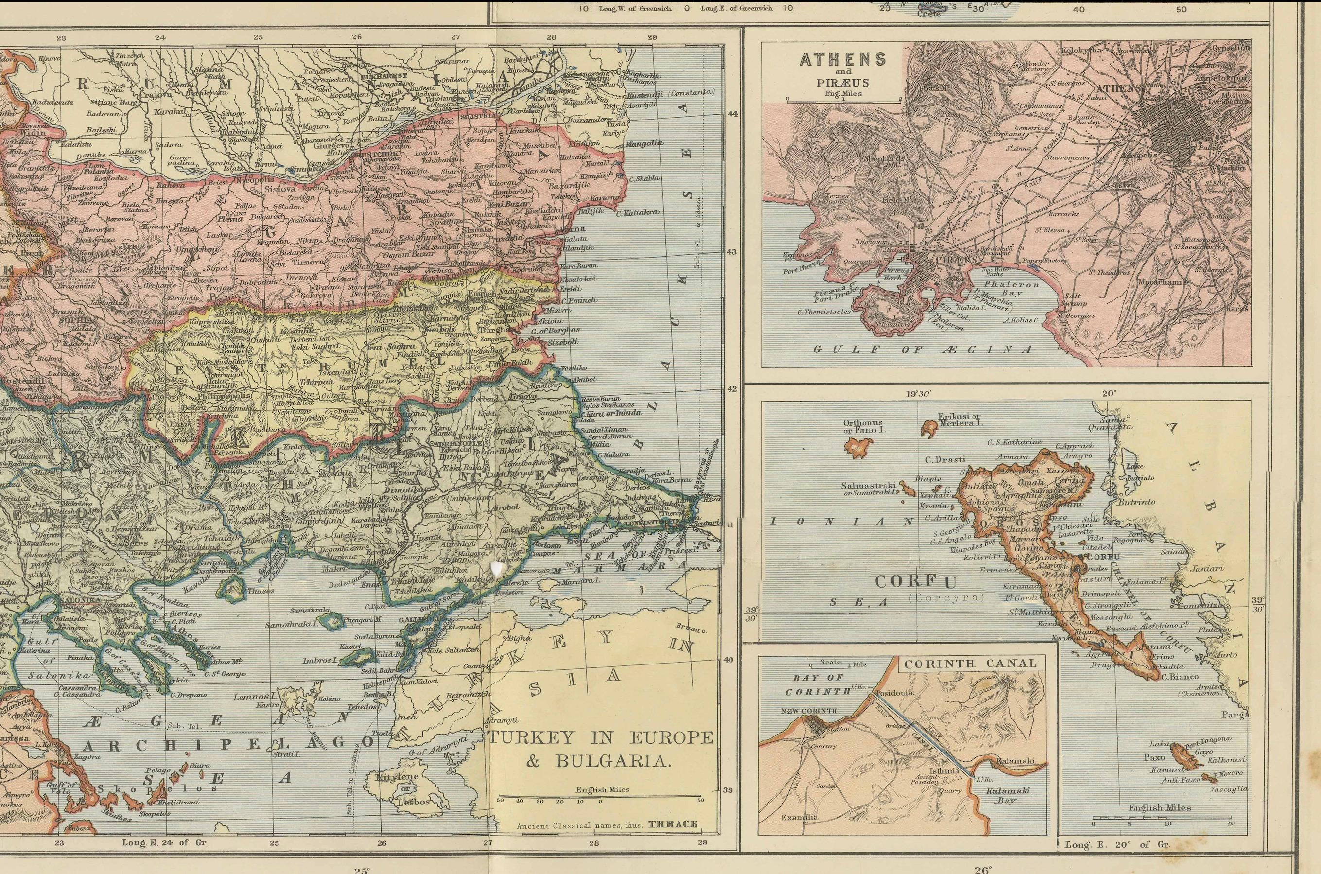 Carte Johnston de la Grèce et de la Crète 1897 - La question orientale Carte ancienne en vente 1
