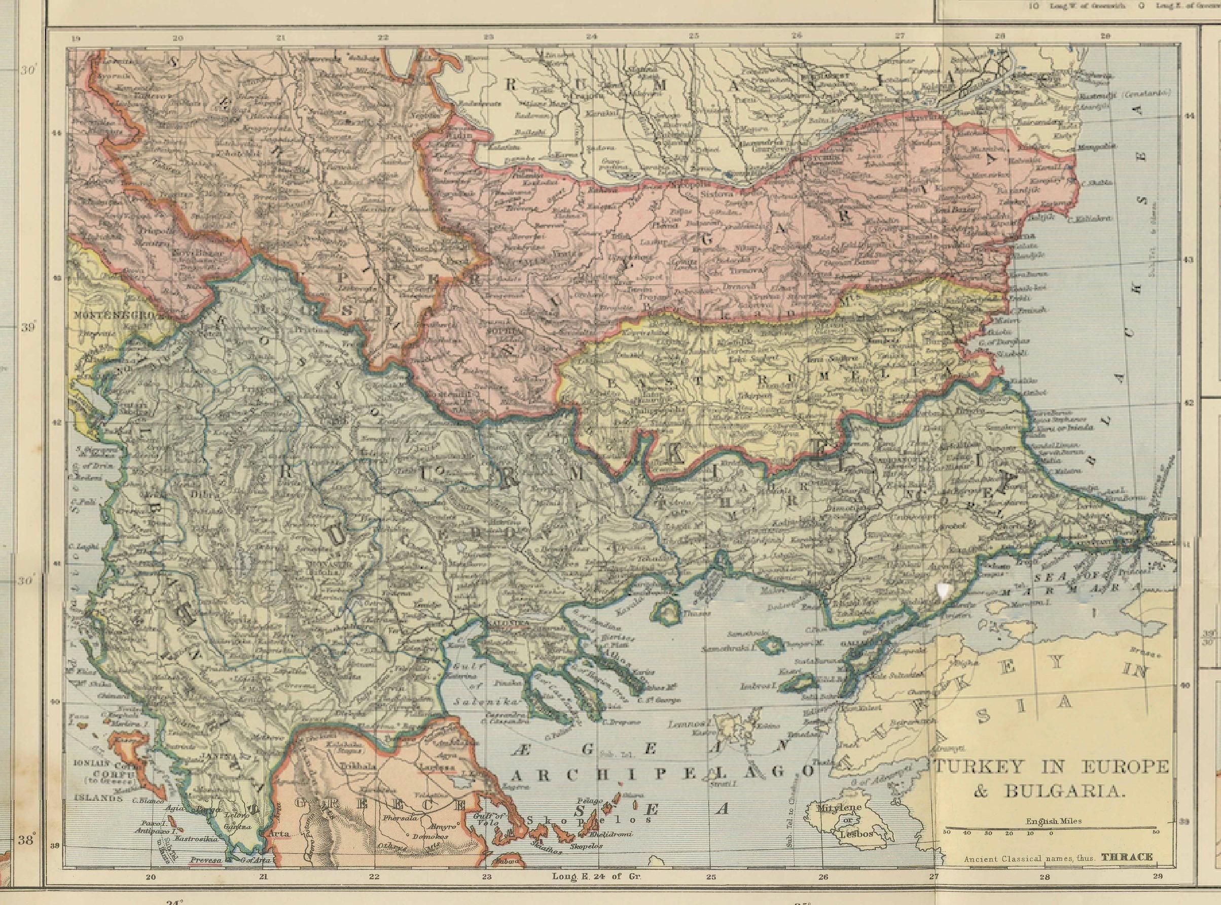 Carte Johnston de la Grèce et de la Crète 1897 - La question orientale Carte ancienne en vente 2