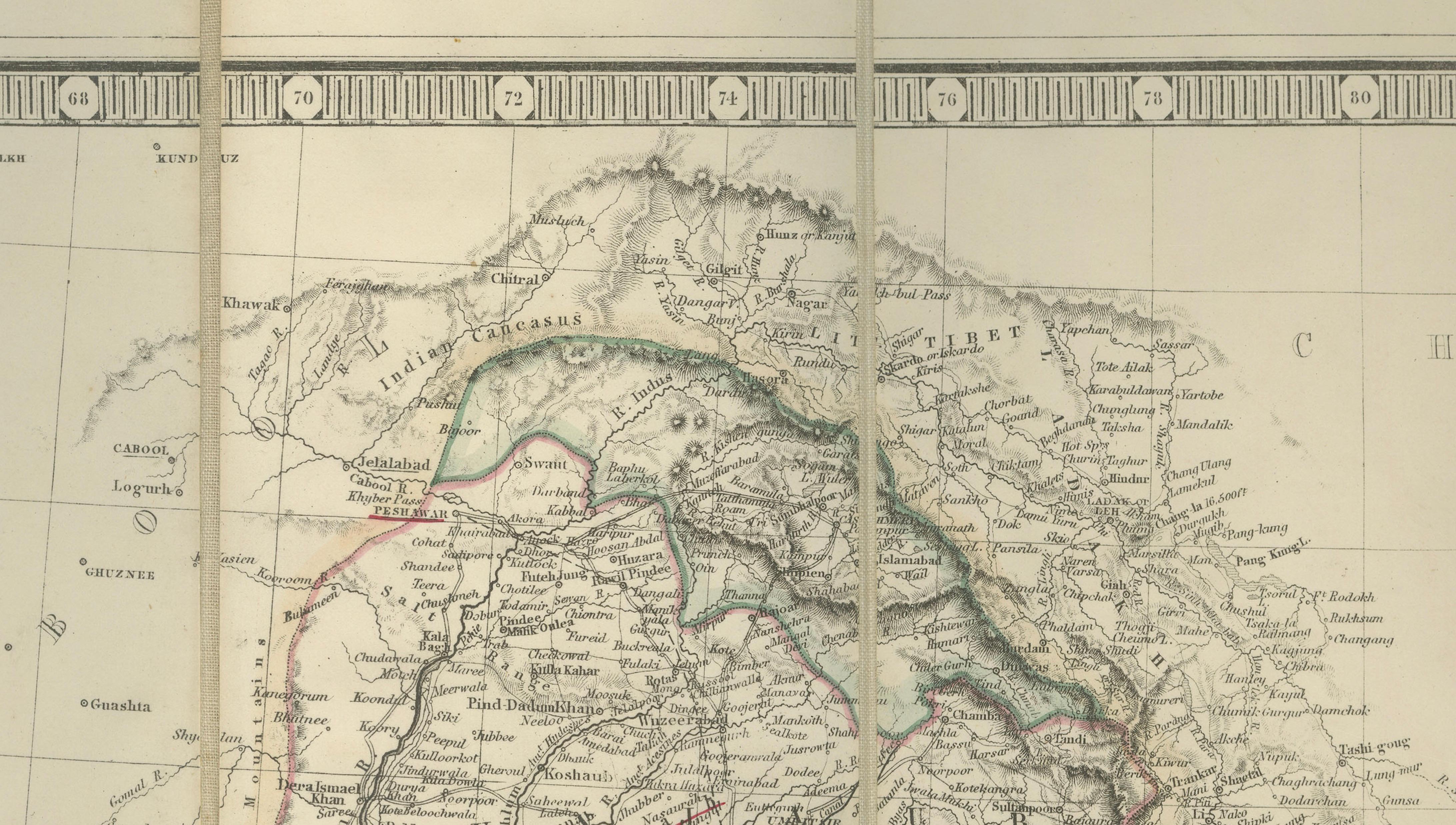 Johnston's Travelling Map of India on Linen in Original Cloth, 1857