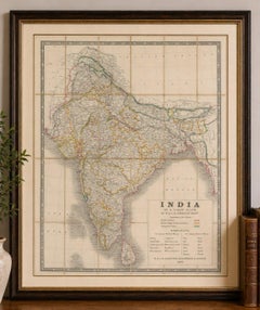 Johnstons Reisekarte von Indien auf Leinen in Original-Leinenband, 1857