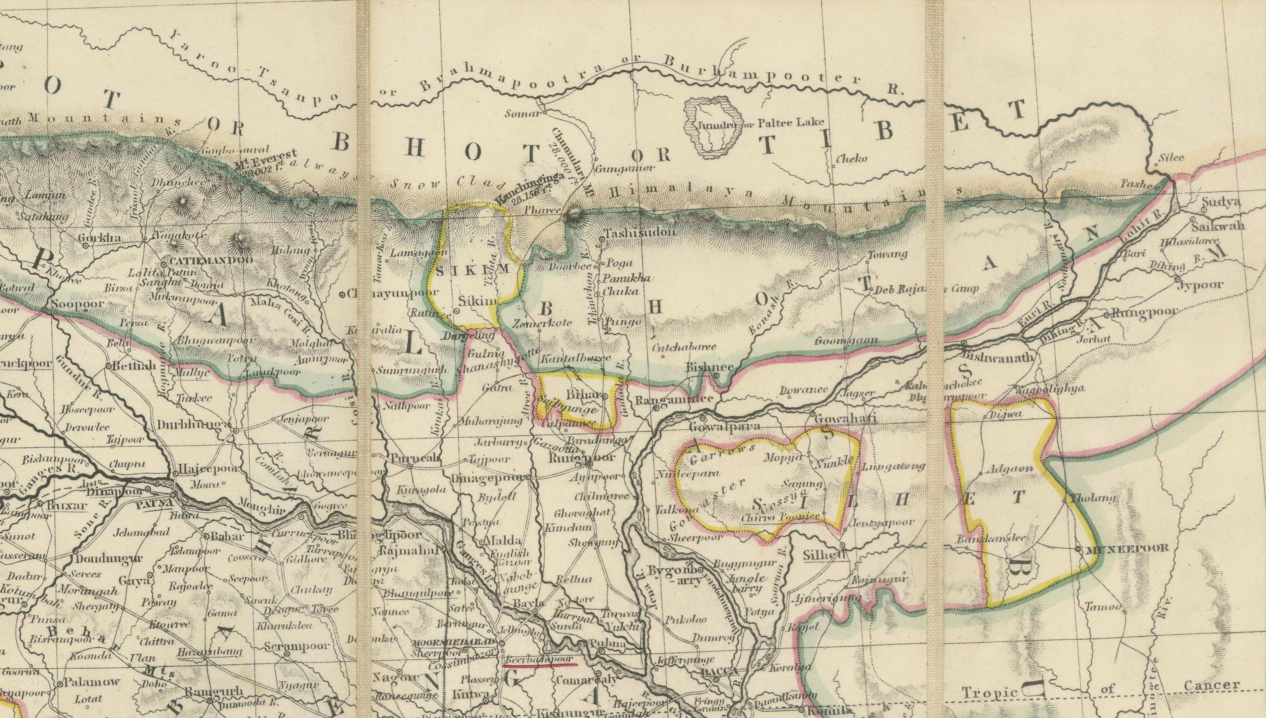 Johnston's Travelling Map of India on Linen in Original Cloth, 1857