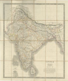 Johnstons Reisekarte von Indien auf Leinen in Original-Leinenband, 1857