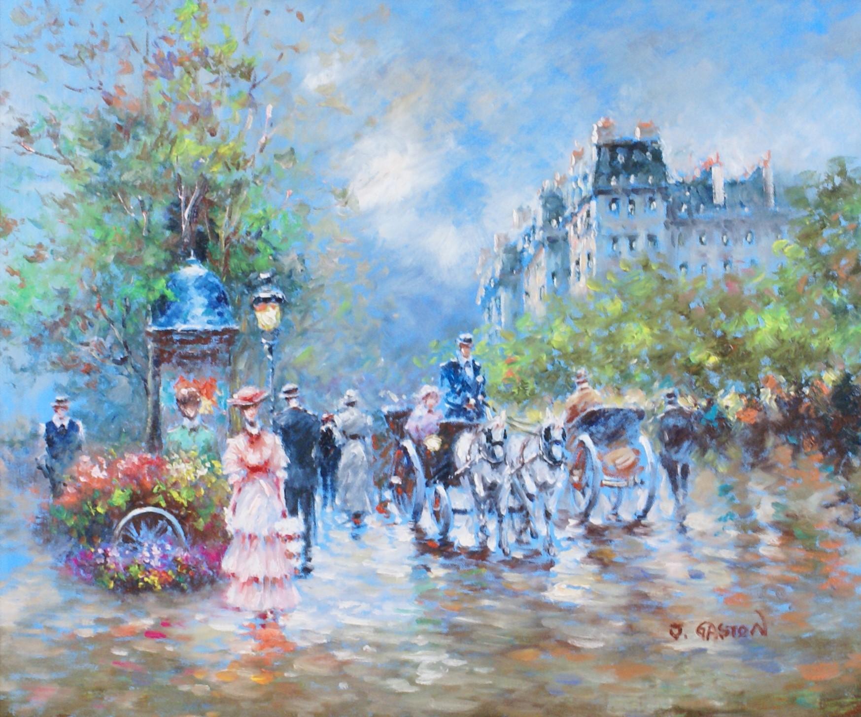 {Parisian Boulevard} - Painting by Johny Gaston