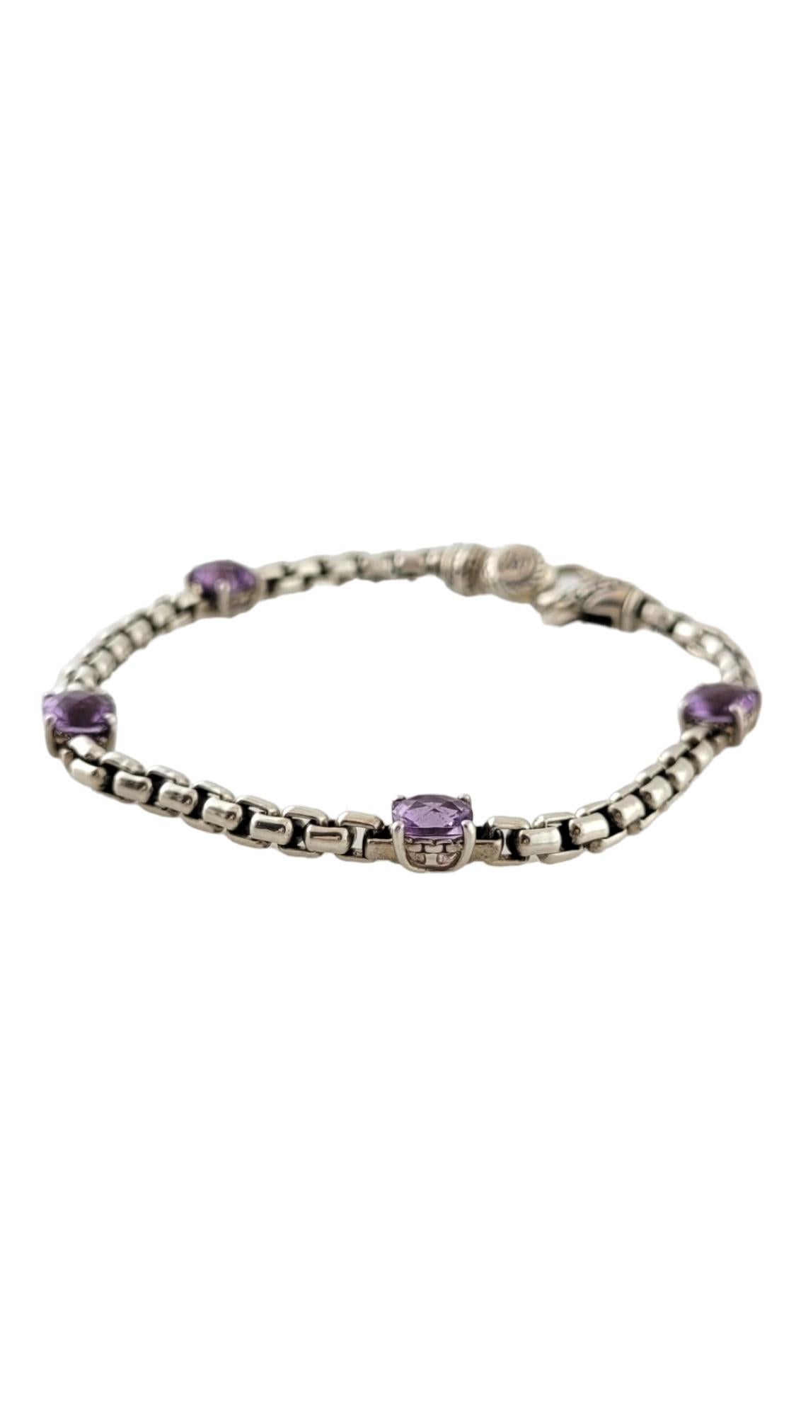 John Hardy JAi Sterling Silver Purple Amethyst Bracelet

This gorgeous bracelet by John Hardy JAi features 4 beautiful amethyst on a 925 sterling silver box chain bracelet!

Size: 7.25