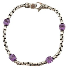 Johny Hardy JAi Sterling Silver Amethyst Checkerboard Bracelet #17473