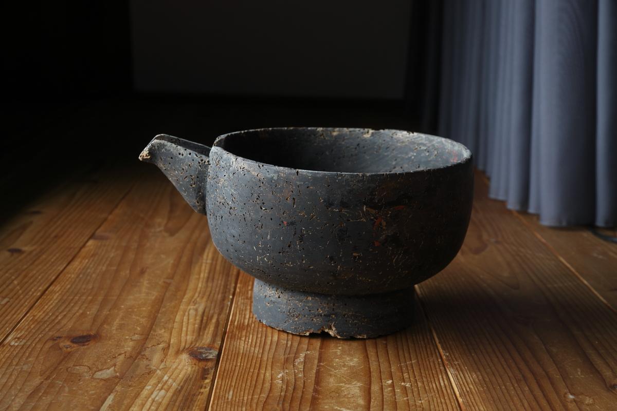 Wood Johoji Lacquerware Katakuchi Choshi/Japanese Antique/Wabi-Sabi/1336-1573CE For Sale