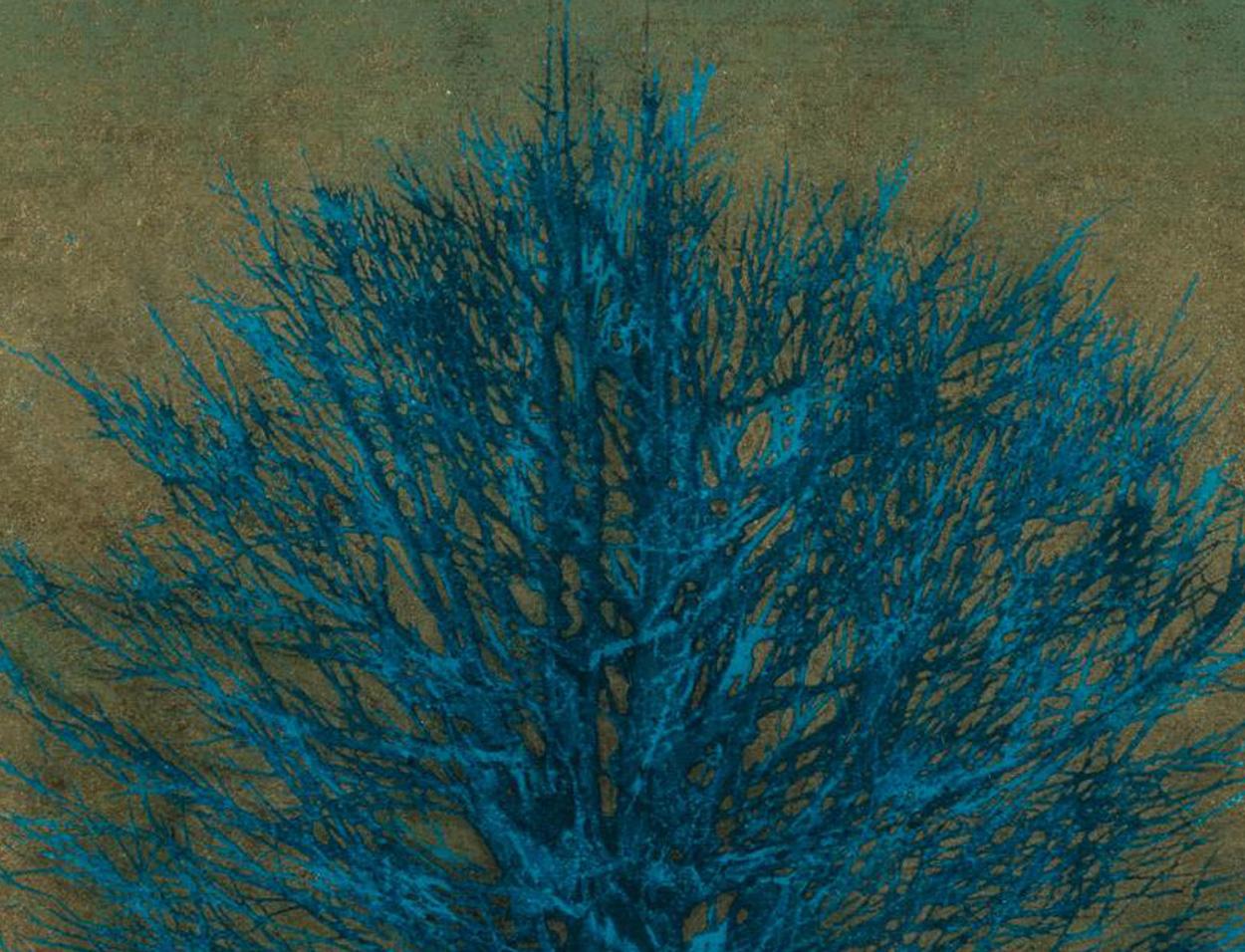 Late 20th Century JOICHI HOSHI (1911-1979), Blue Tree, Woodblock, signed lower right, Dated 1973 For Sale