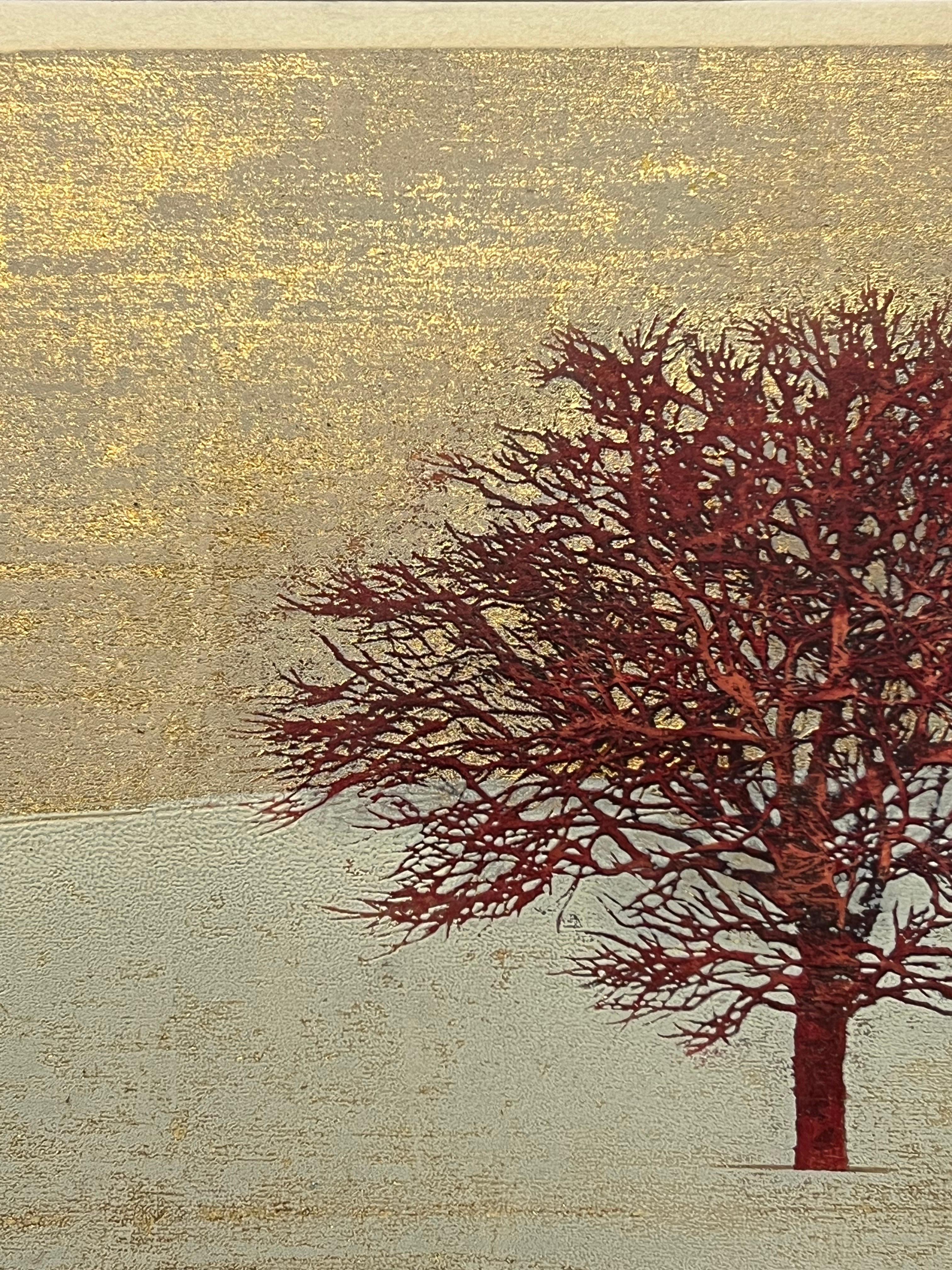 Joichi Hoshi 'Ein Baum' Farbholzschnitt c1974 Japan  im Zustand „Gut“ im Angebot in Oakland, CA
