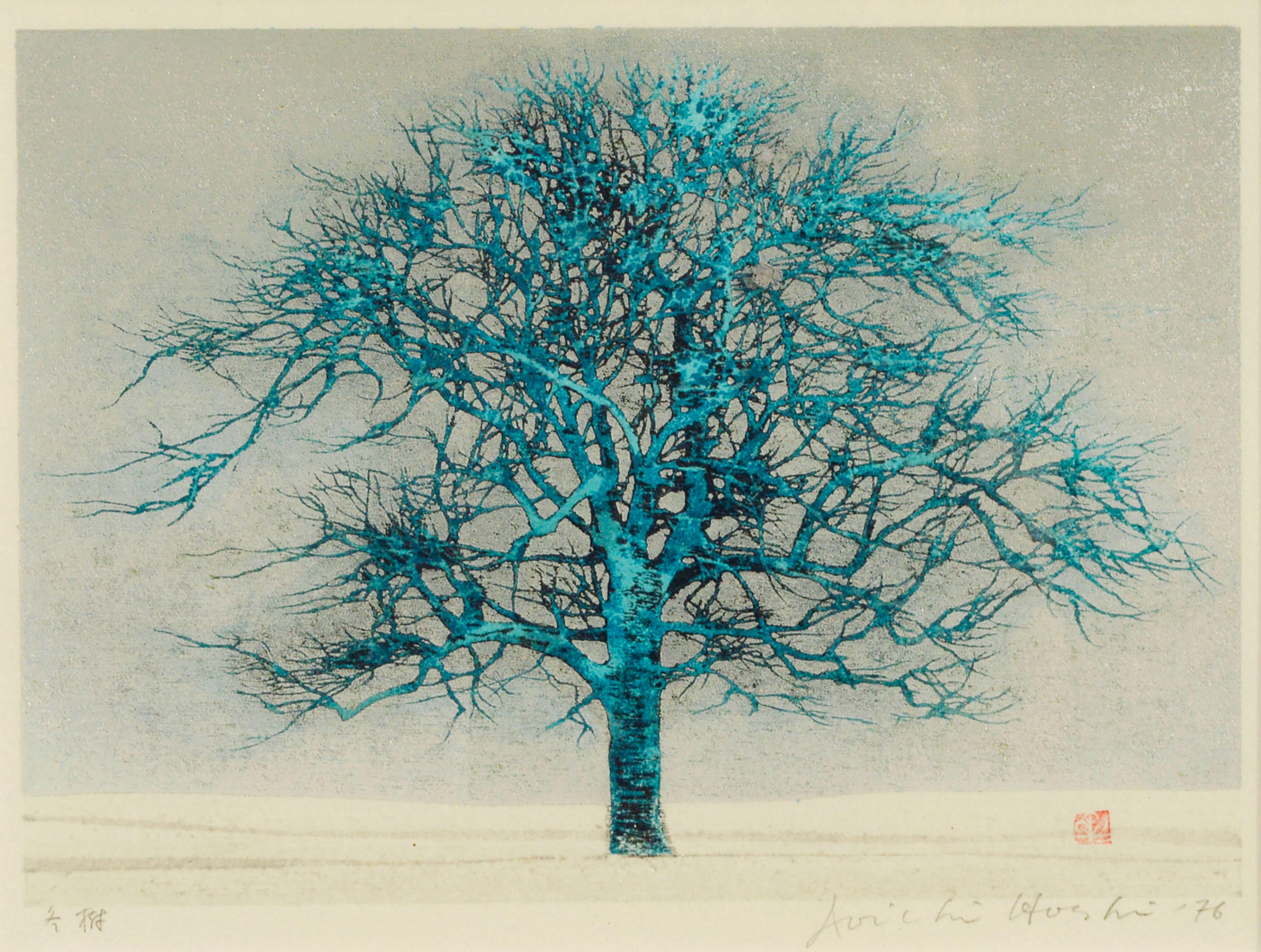 Joichi Hoshi Landscape Print - Japanese Woodblock Tree Print