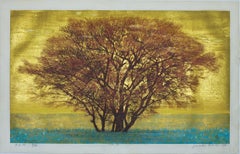 Massive Red Tree Against Golden Ground: Green Field (Veldt) (B)