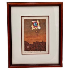Joichi Hoshi "Red Star" Abstract Woodcut