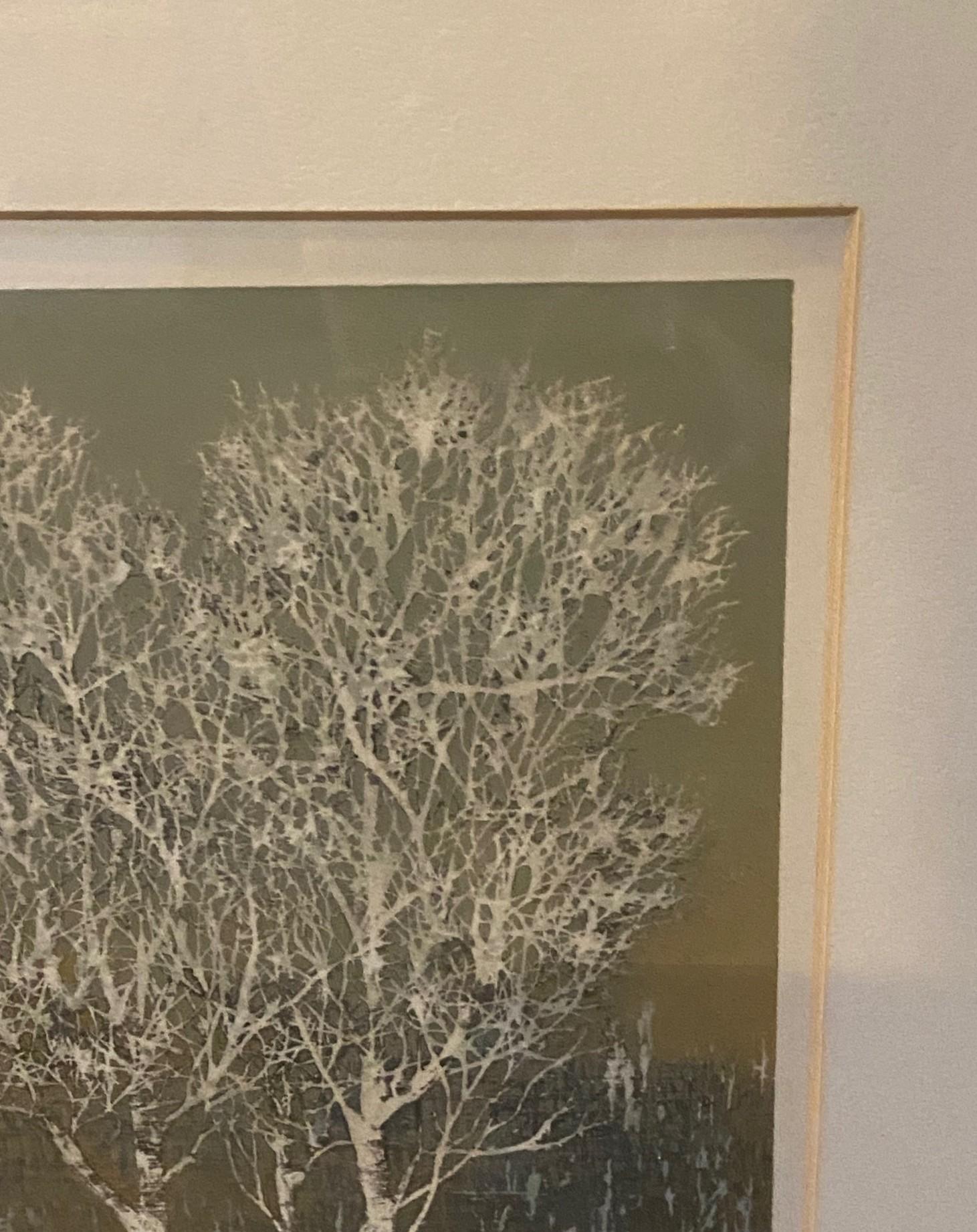 Joichi Hoshi, japonais, gravure sur bois japonaise - Arbustes d'arbres en hiver, 1976 en vente 2