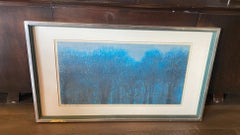 Joichi Hoshi Signed Large Japanese Woodblock Trees Print Forest Blue, 1973