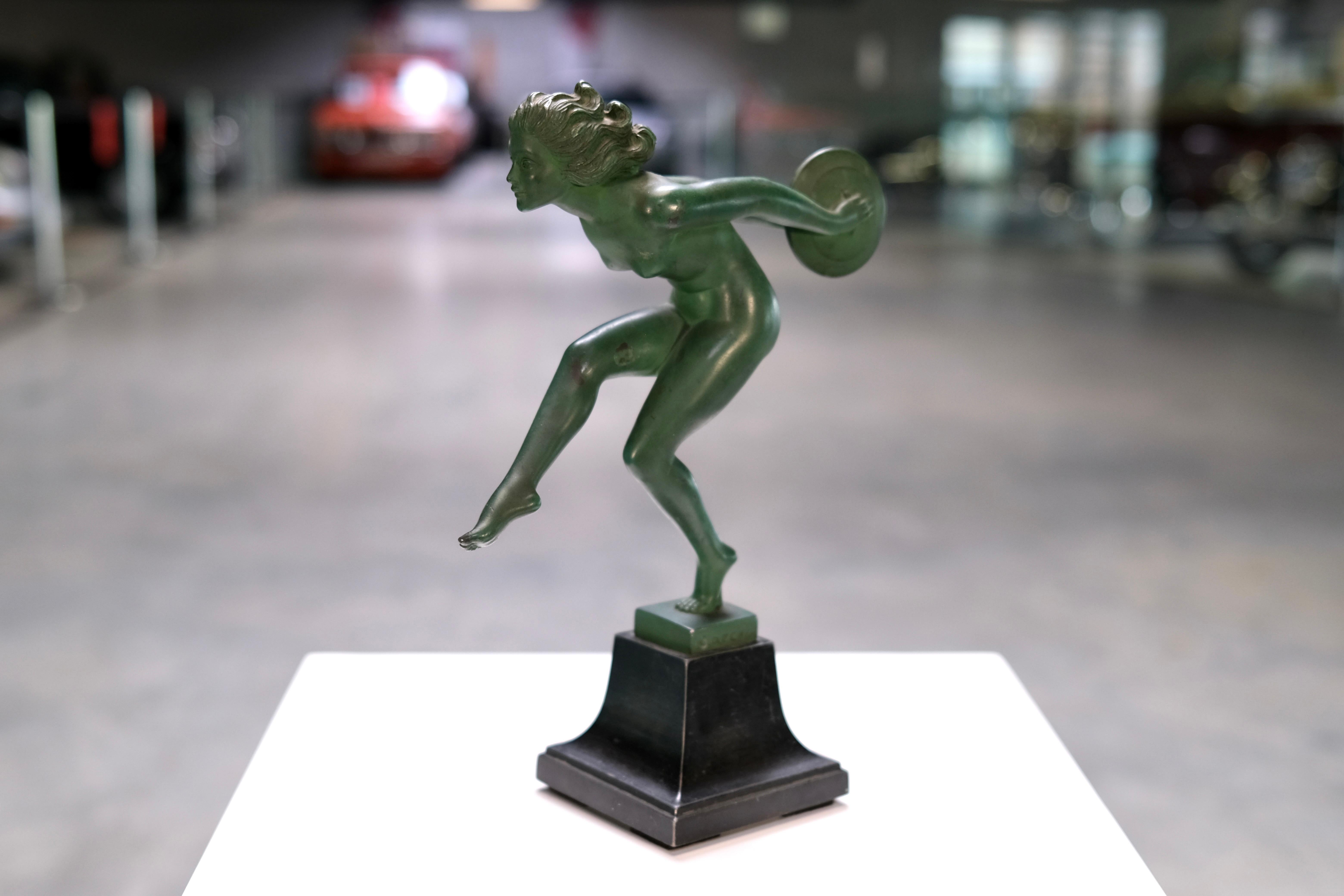 20th Century Joie French Art Deco Discus Dancer by Garcia for Max Le Verrier, France, 1940s For Sale