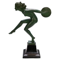 Joie French Art Deco Discus Dancer by Garcia for Max Le Verrier, France, 1940s