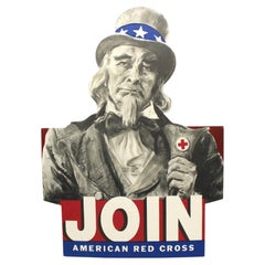 "Join American Red Cross" Vintage WWII Uncle Sam Recruitment Tabletop Sign