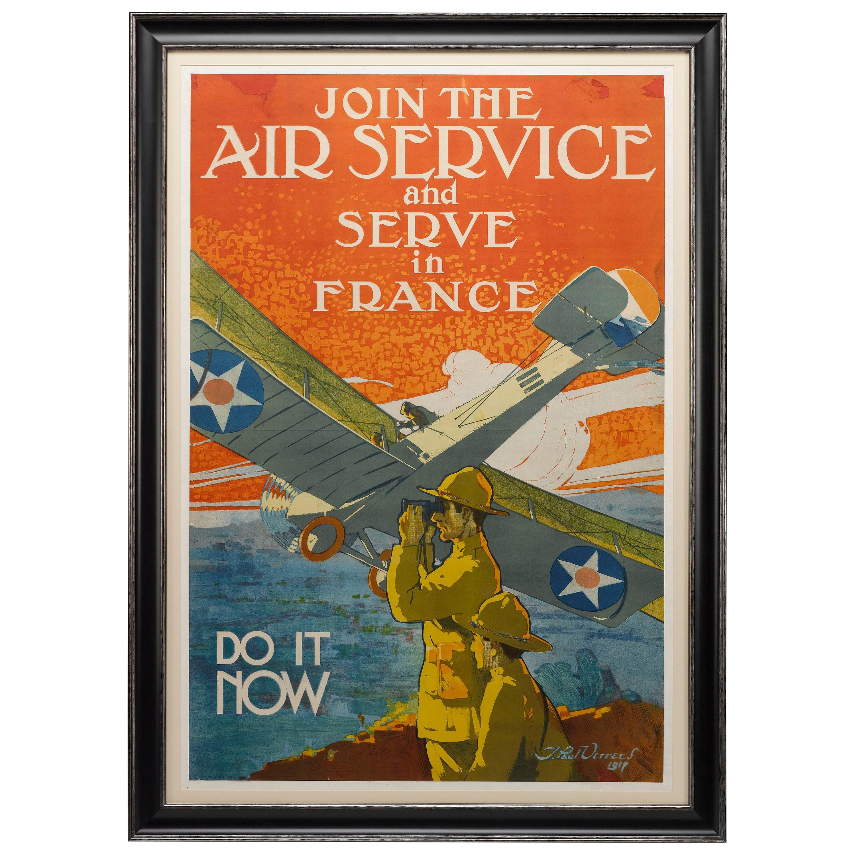 "Join the Air Service" Vintage WWI Poster by J. Paul Verrees, 1917