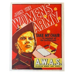 "Join the Women's Army" Vintage WWII Australian Women's Army Service Poster