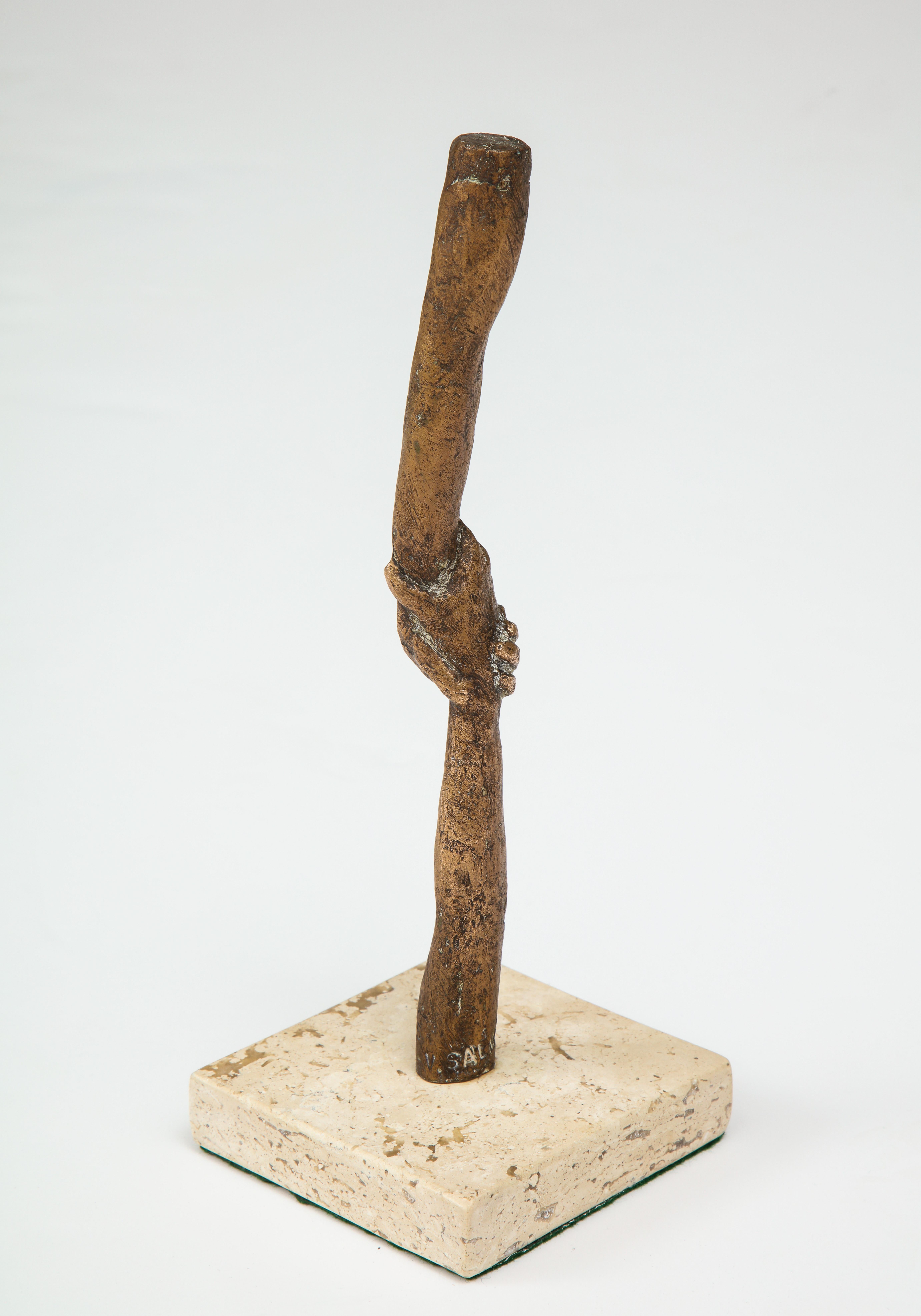 Mexican 'Joined Hands' Bronze Sculpture by Victor Salmones