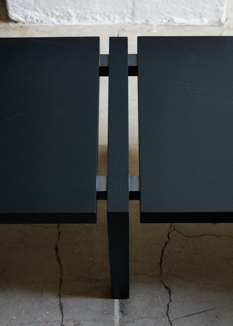 Joinery Bench by Billy Cotton in Blackened Oak and Blackened Brass For