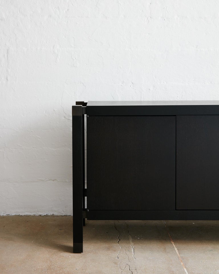 Joinery Credenza by Billy Cotton in Blackened Oak and Blackened Brass