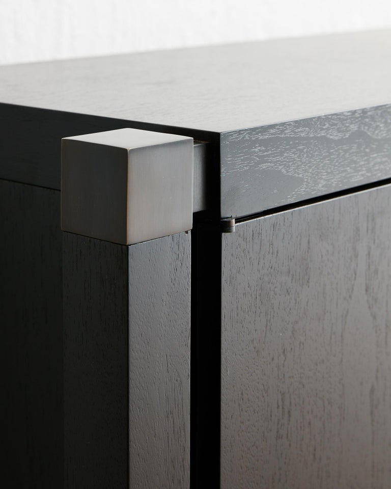 Joinery Credenza by Billy Cotton in Blackened Oak and Blackened Brass