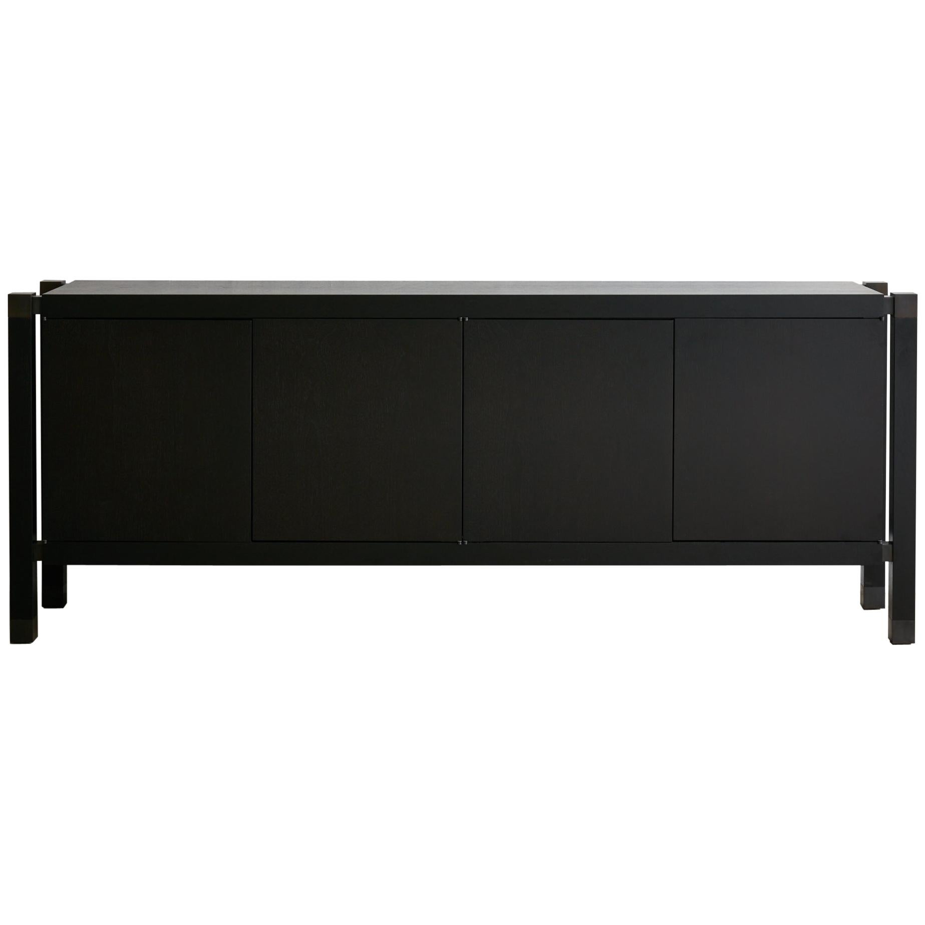 Joinery Credenza by Billy Cotton in Blackened Oak and Blackened Brass im Angebot