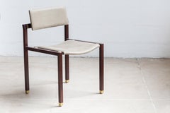 Joinery Dining Chair by Billy Cotton in Walnut, Brushed Brass and Linen