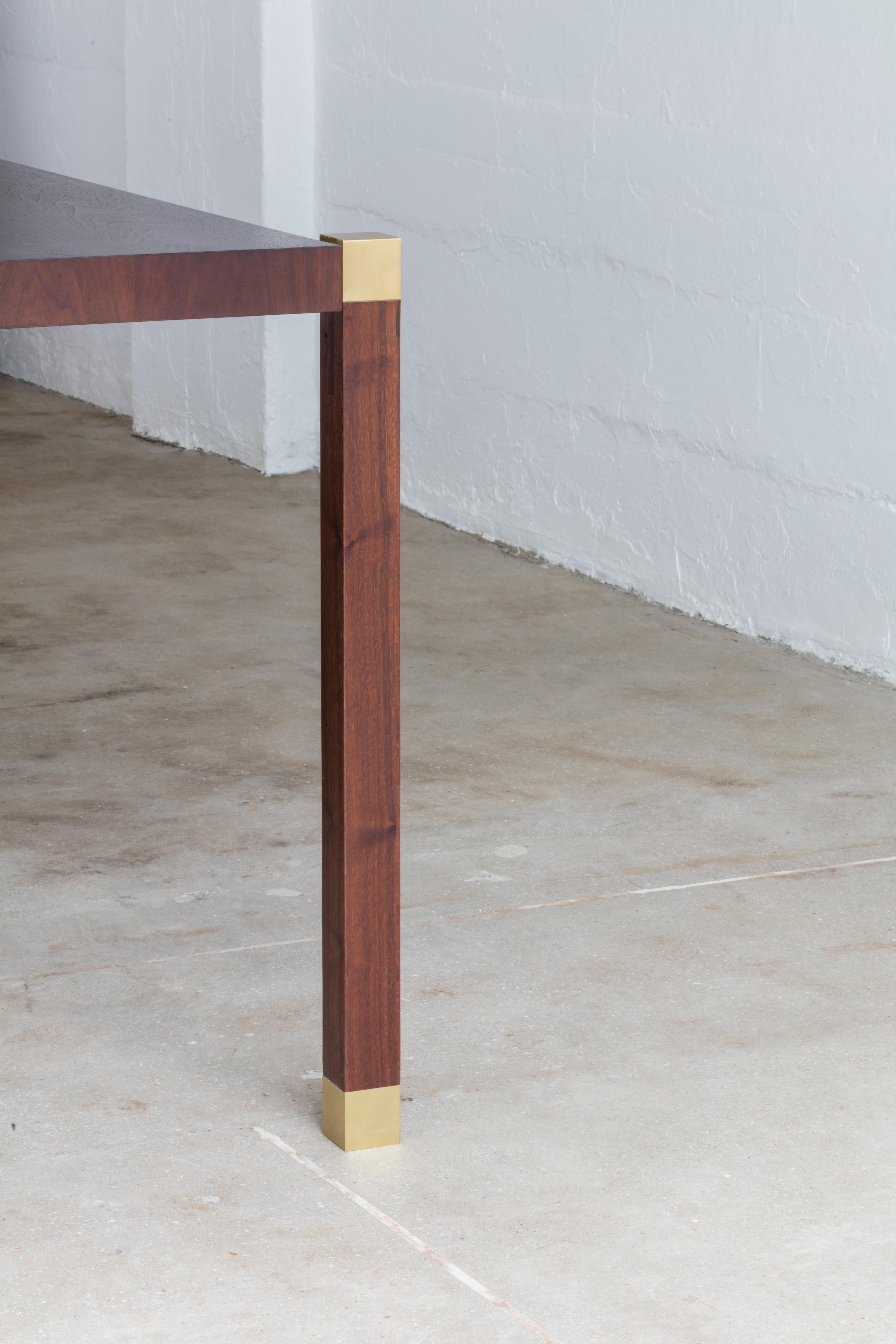 American Joinery Dining Table by Billy Cotton in Walnut and Brushed Brass For Sale