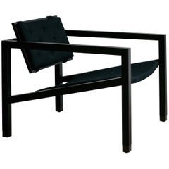 Joinery Lounge Chair by Billy Cotton in Blackened Oak, Blackened Brass and Linen