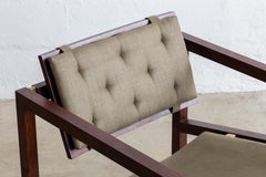 Joinery Lounge Chair by Billy Cotton in Walnut, Brushed Brass and Linen