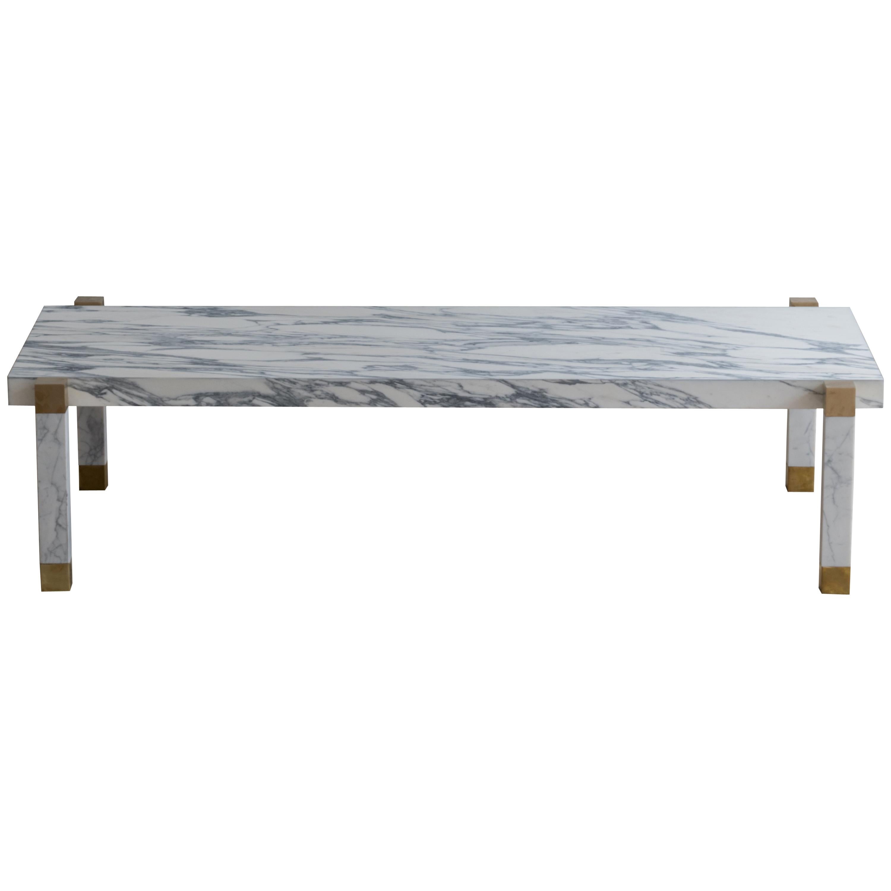 Joinery Marble Coffee Table by Billy Cotton in Marble and Brushed Brass For Sale