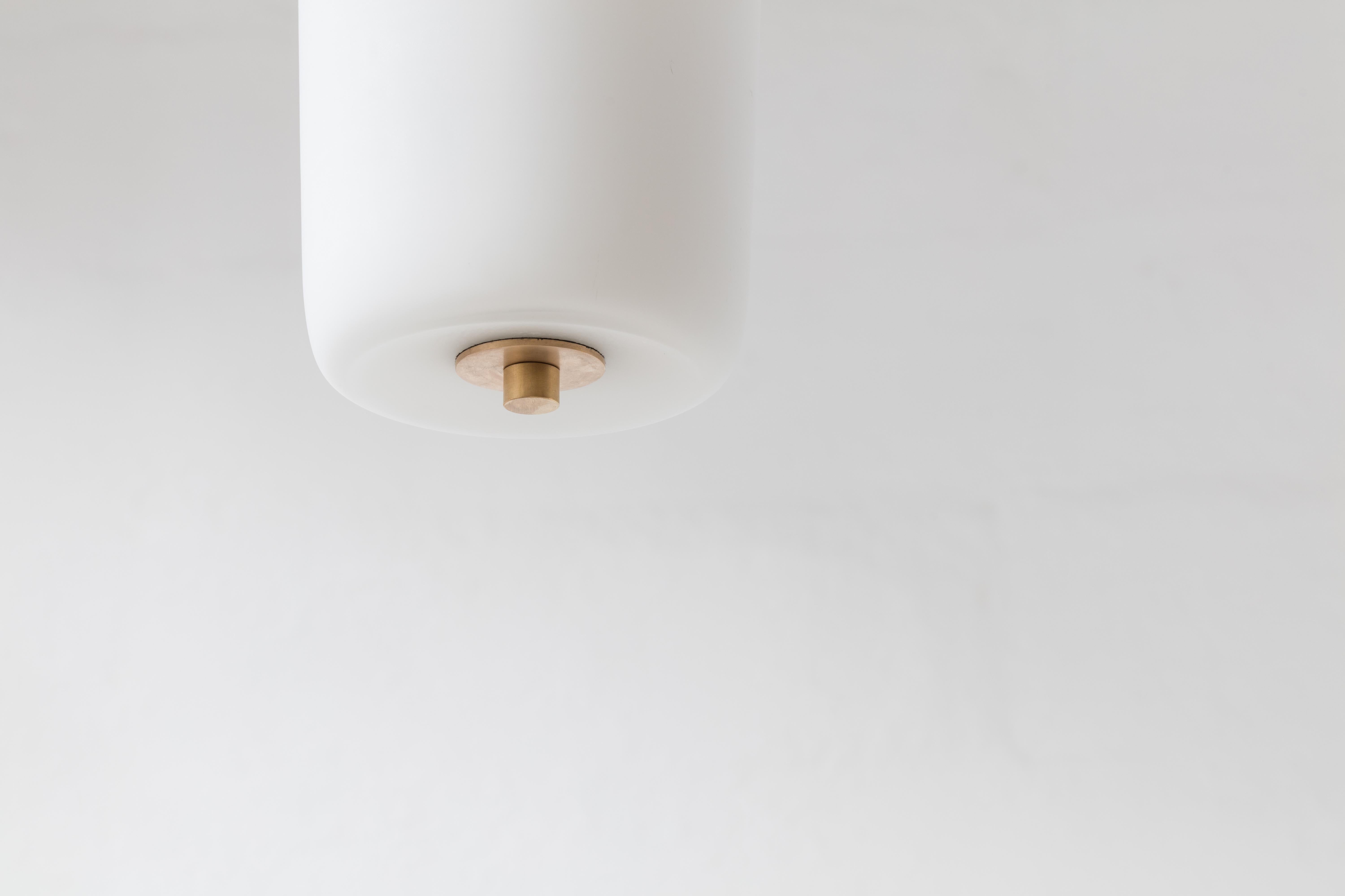 Joinery Pendant 01 by Billy Cotton in Brushed Brass with Acid-Etched Glass (Mattiert) im Angebot