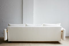Joinery Sofa by Billy Cotton in Brushed Brass and White Linen