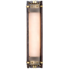 Joinery Wall Sconce by Billy Cotton in Walnut, Brass and Acid-Etched Glass