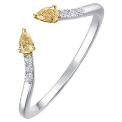 Anello aperto con diamante congiunto in oro giallo 14K (o 18k su richiesta)