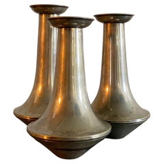Joint Set of Three Silver Plated Vases in the Style of Sabatini, Italy, 1960s