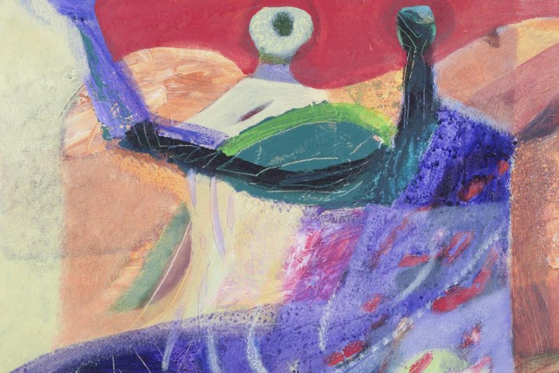 Jojic Zdravko, artista bosniaco quotato in borsa. Olio su pannello. Composizione astratta. In condizioni ottime in vendita a København, Copenhagen