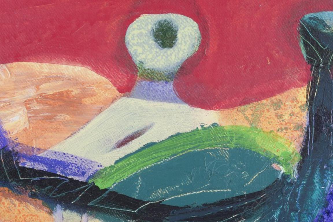 Altro Jojic Zdravko, artista bosniaco quotato in borsa. Olio su pannello. Composizione astratta. in vendita