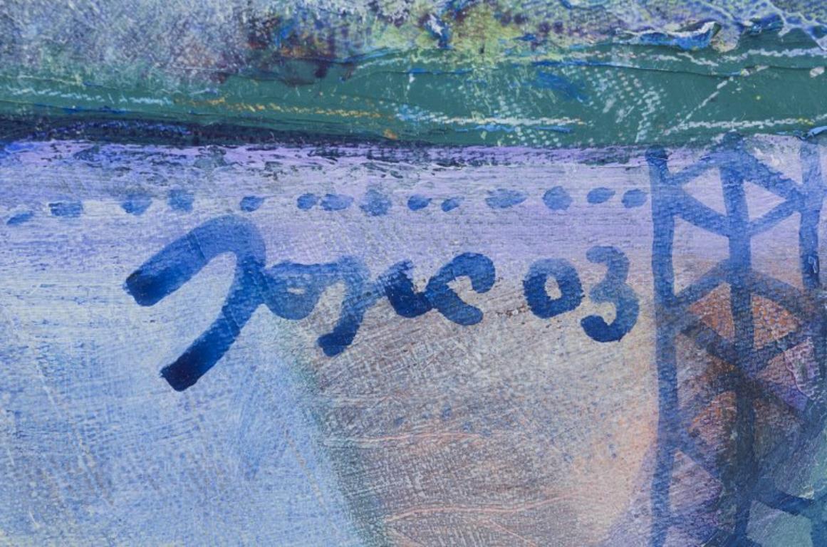 Jojic Zdravko, artista bosniaco quotato in borsa. Olio su pannello. Composizione astratta. in vendita 1